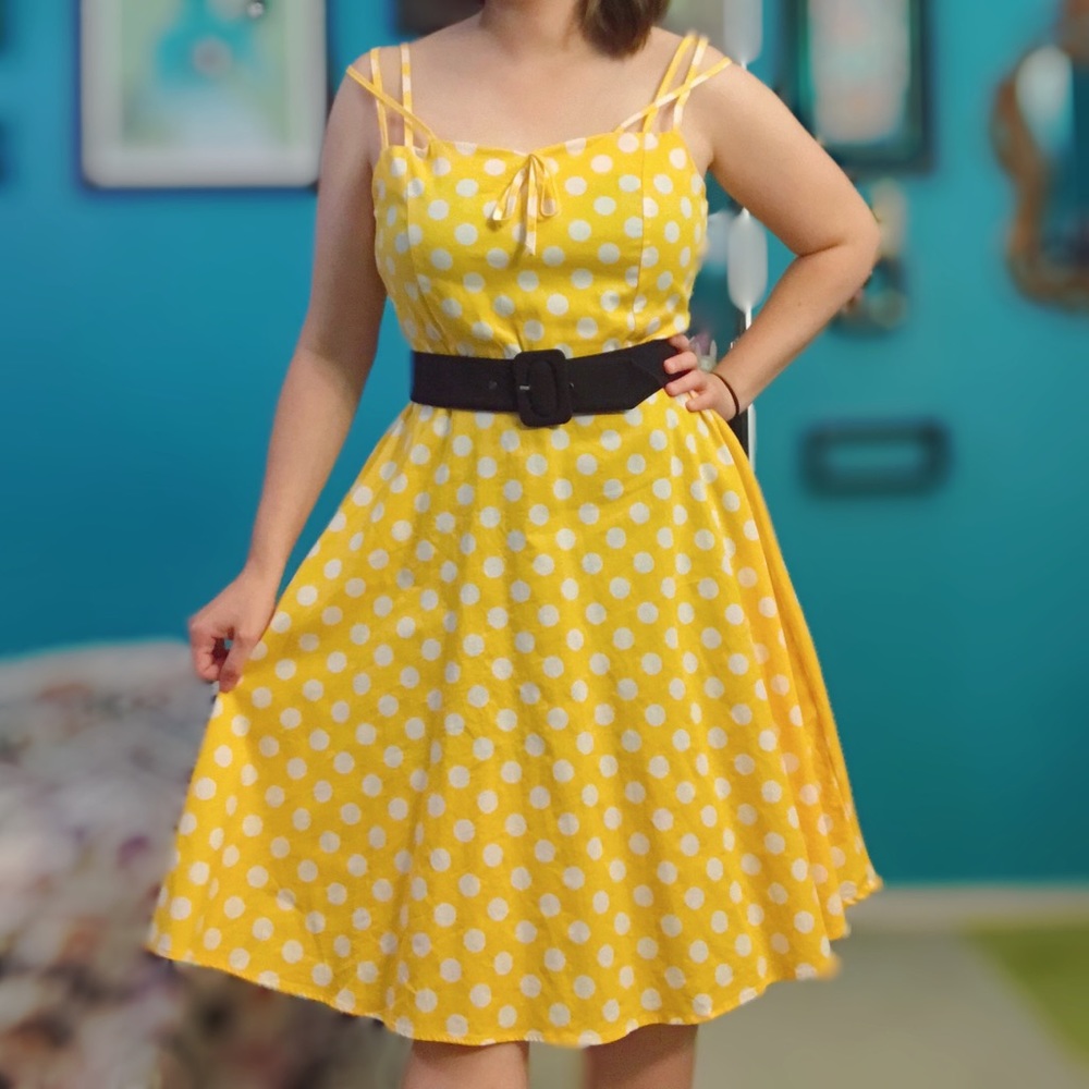 Yellow Polkadot Vintage Inspired Dress